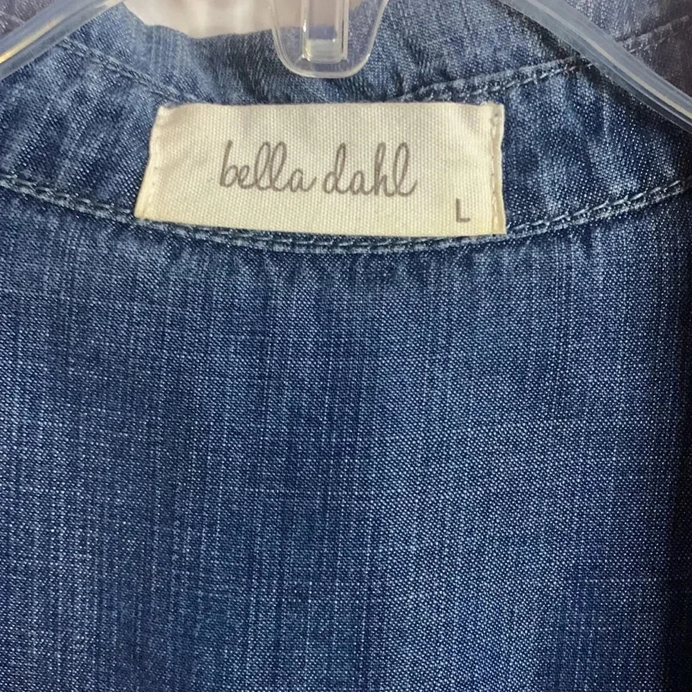 EUC BELLA DAHL womens blue sz large pullover denim shirt - Picture 3 of 12